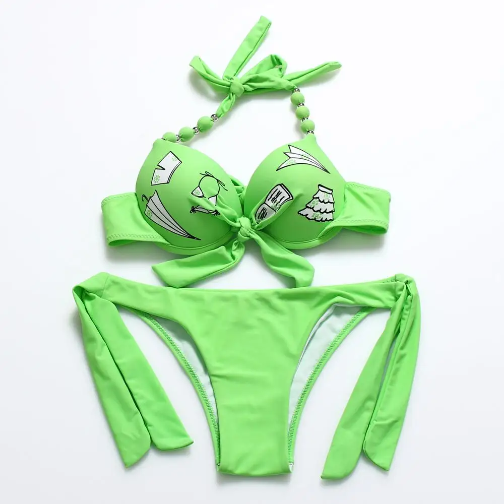 GREEN897 JABERAI, бикини,, женский купальник, женский купальник, купальник для женщин, Раздельный купальник, сексуальное бикини, пуш-ап, купальник, костюм - Цвет: GREEN897