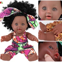purple black africa usa doll afro long hair 30cm 12inch reborn boneca pop dolls baby poupee full silicone baby doll alive toy