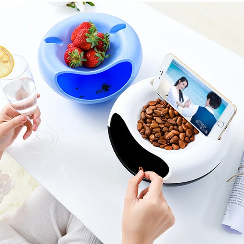 Ленивый миска для снеков мобильный телефон кронштейн арахиса двойной Слои