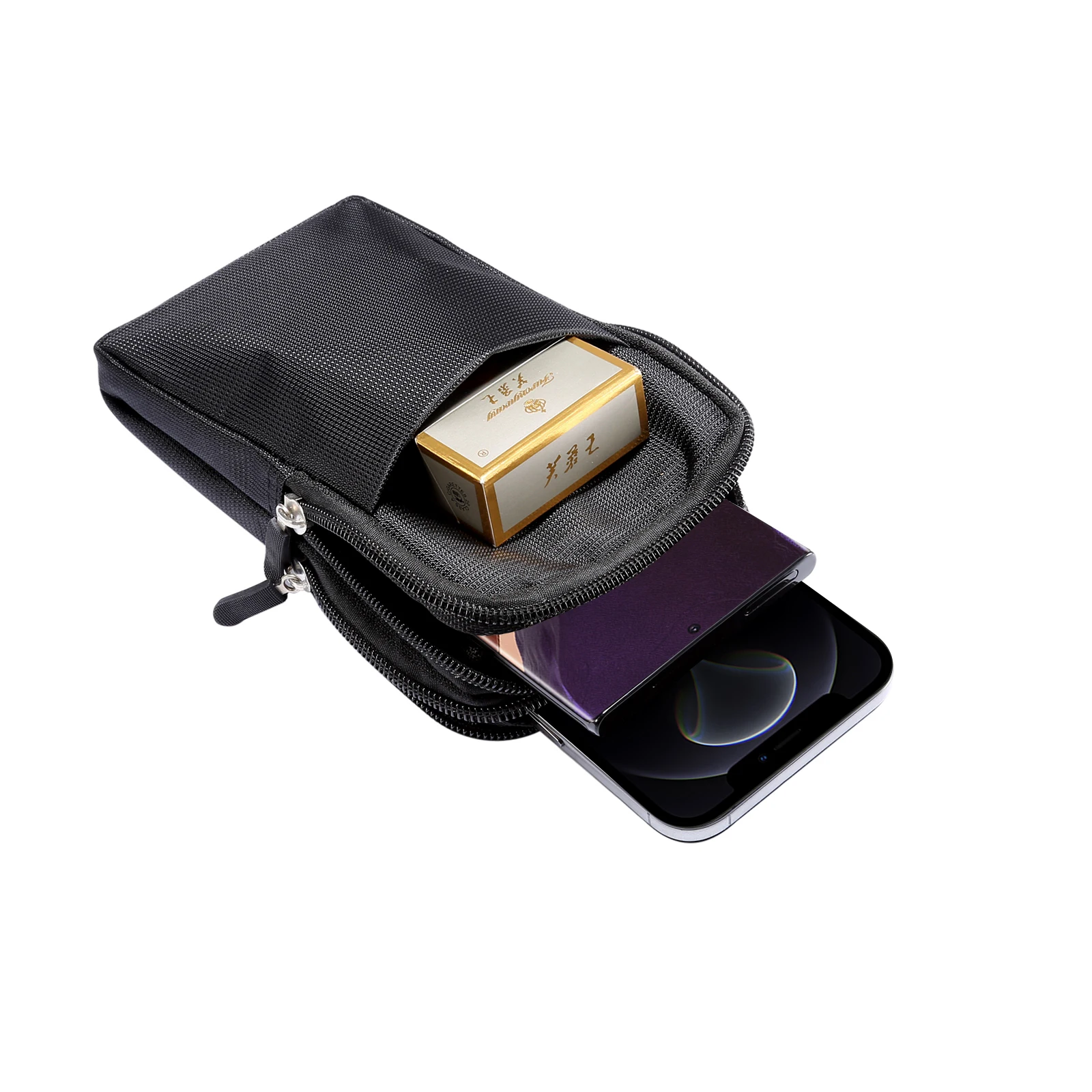 Нейлоновая двойная кобура для телефона чехол сотового держатель ремня мужской