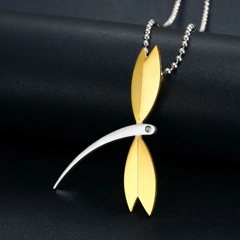 

Lady necklace Making Jewelry Finding Dragonfly Stainless Steel Bead Metal Pendant Cut Titanium Steel Wing Charm For DIY Necklace