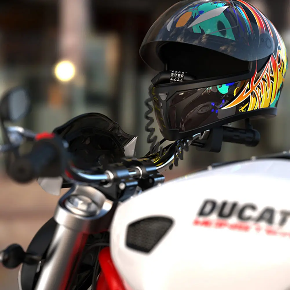 Helm Sepeda Kunci Tahan Lama Praktis Multi-Fungsional 4 Digit Kombinasi Baja Kawat Kabel Ransel Kunci Bersepeda Aksesoris