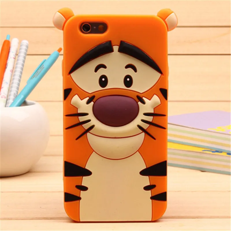 3D Cartoon Soft Silicone Phone Case For iPhone 5S 6 6S 7 8 Plus X Cover Mickey Judy Rabbit Smile Cat Tiger Stitch Unicorn Animal |