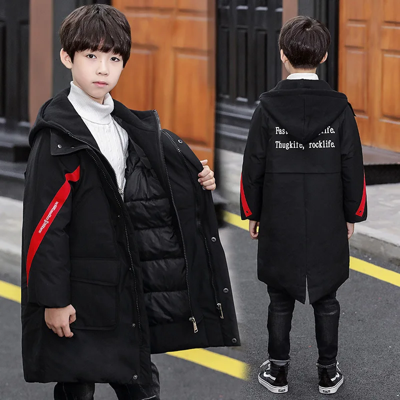 Зимняя куртка с капюшоном для мальчиков водонепроницаемая парка подростков на