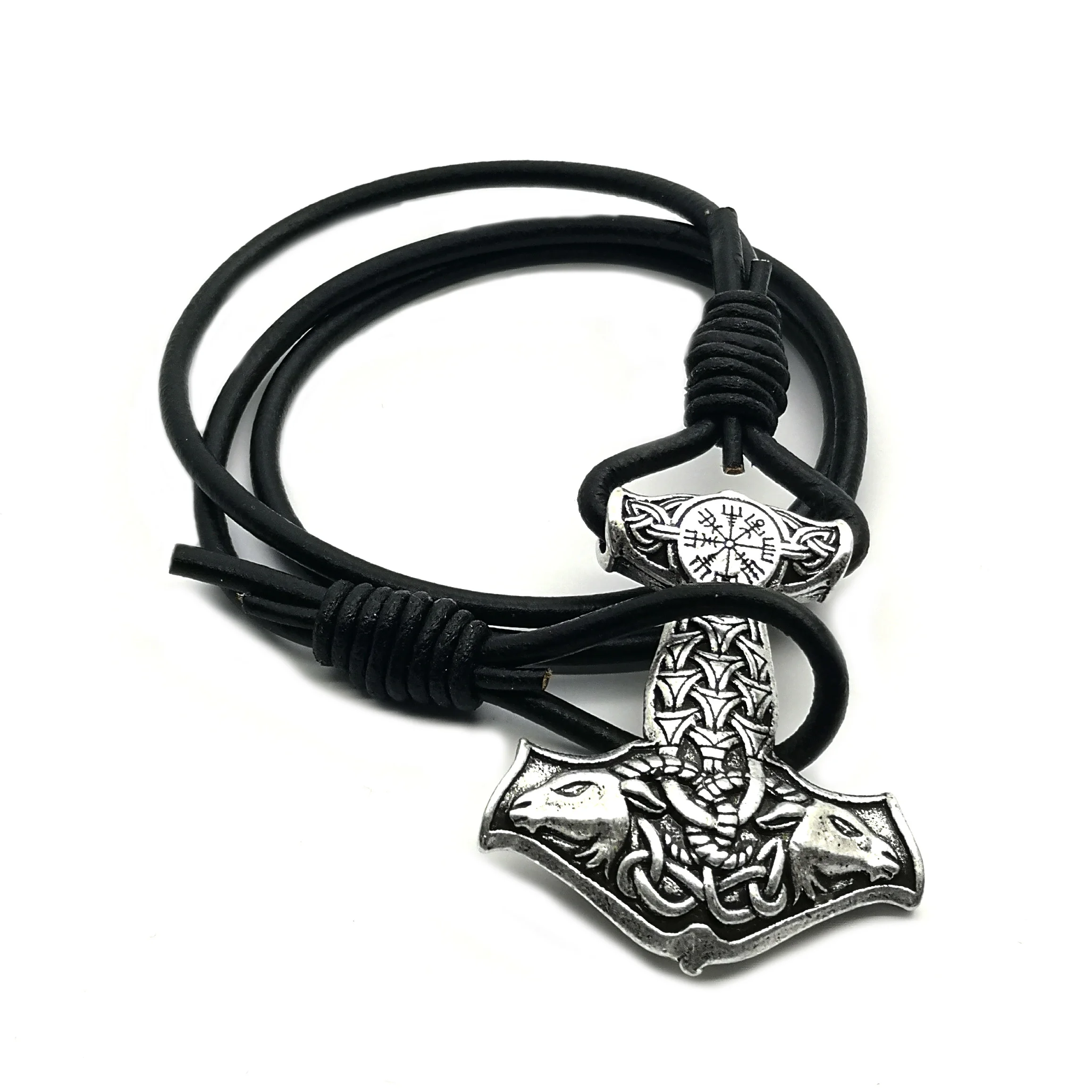 Женский браслет-воин коза Тор Бог молот амулет браслет из кожаной веревки
