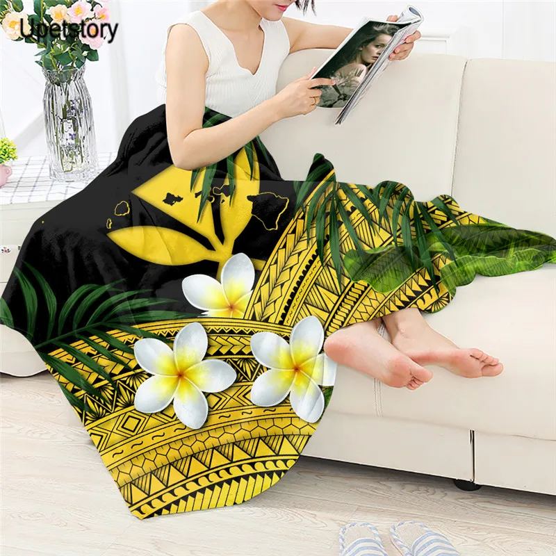 

Upetstory Polynesian Plumeria Warm Children Blanket Couch Quilt Cover Travel Bedding Outlet Velvet Plush Throw Fleece Blanket