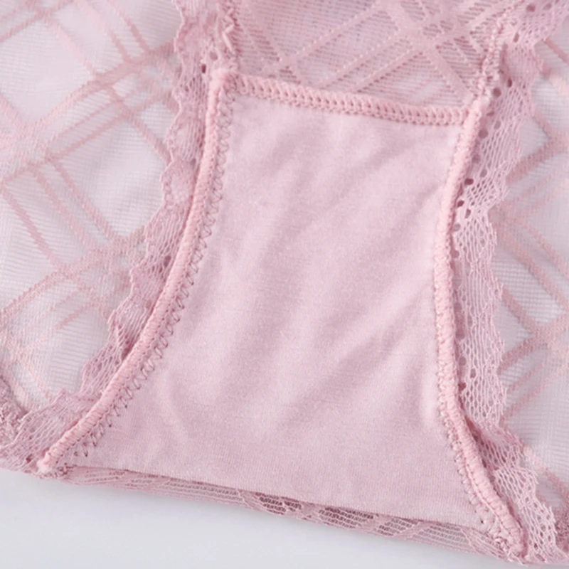 

Women's Sexy Lace Panties Mesh Seamless Bow Lace Trim Ladies Panties Temptation Buttocks Low Waist Briefs Women