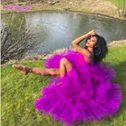 Hi Low многоуровневые тюлевые юбки 2021 модная женская длинная юбка с оборками и Высокой Талией большого размера на заказ