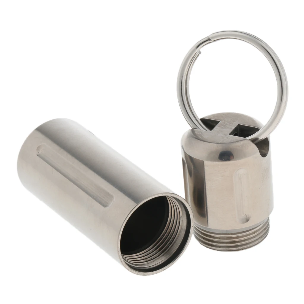 

Waterproof Titanium Emergency Pill Box Seal Bottle Tablet Storage Capsule Holder with Hanging Ring