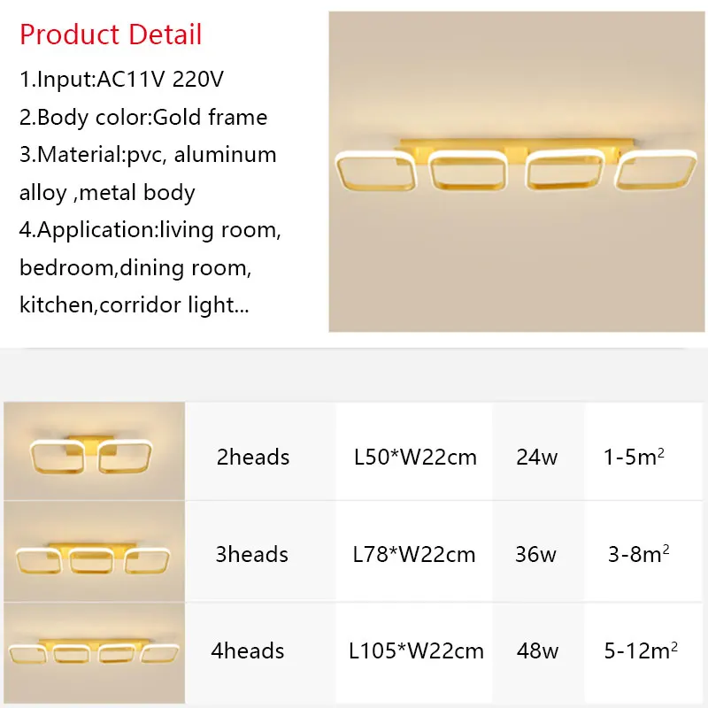 

Luminaires Led Ceiling Light Gold Modern Ceiling Lamp for Foyer Living room Dining room Bedroom Aisle Ceiling Corridor Lights
