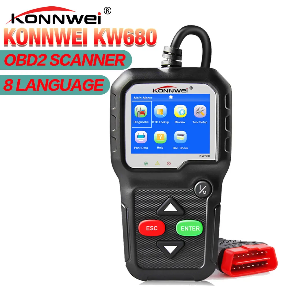 Автомобильный сканер KONNWEI KW680 obd2 диагностический инструмент полнофункциональный - Фото №1