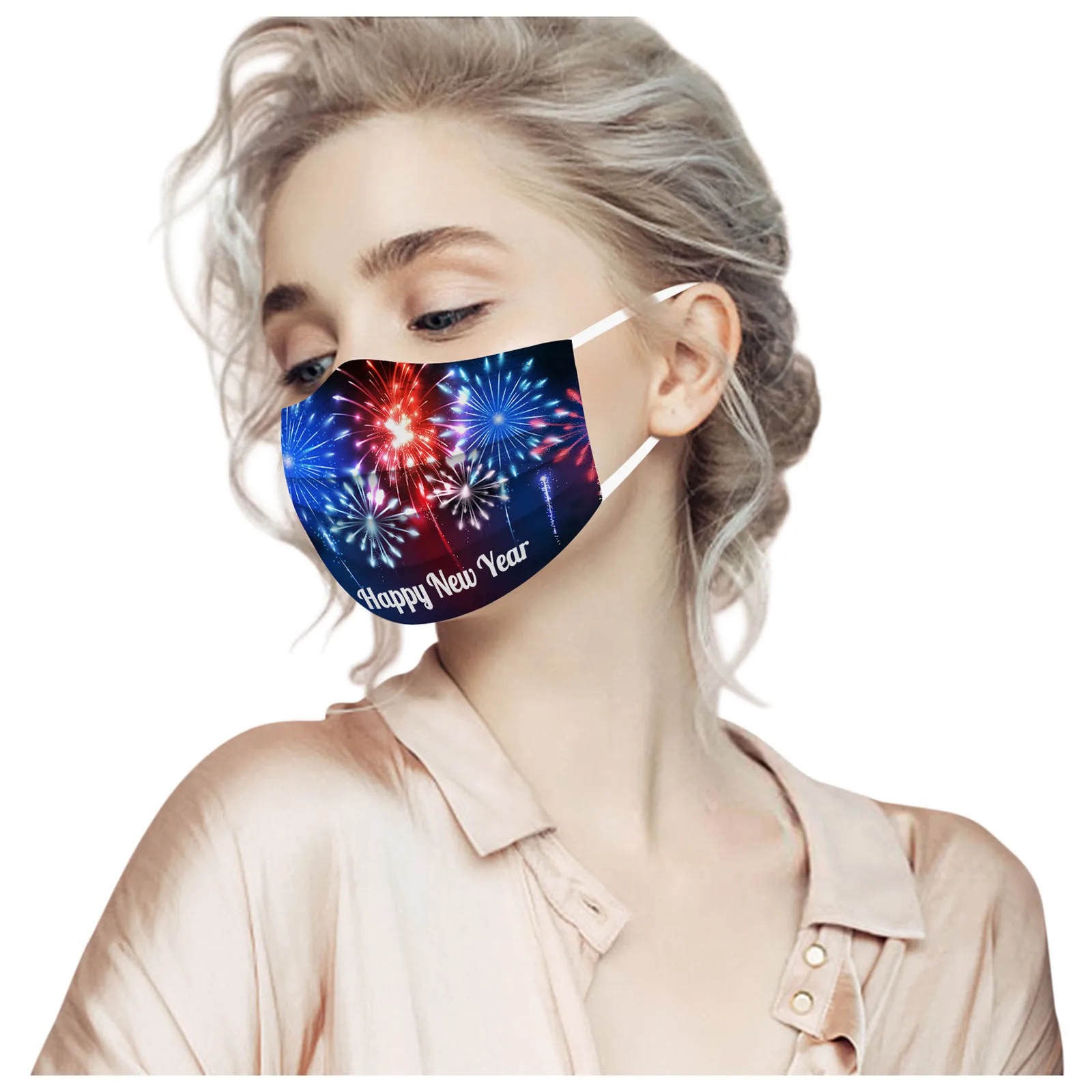 

50PCS Adult 2021 Happy New Years Disposable Three Layer Breathable Face Masks Outdoor Reusable Cotton Adult Mouth Muffle