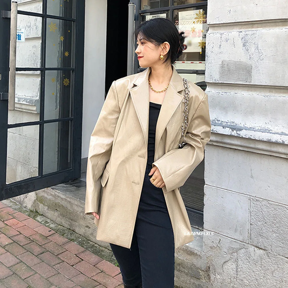 Женская Блестящая яркая куртка из искусственной кожи с узором крокодиловая кожа