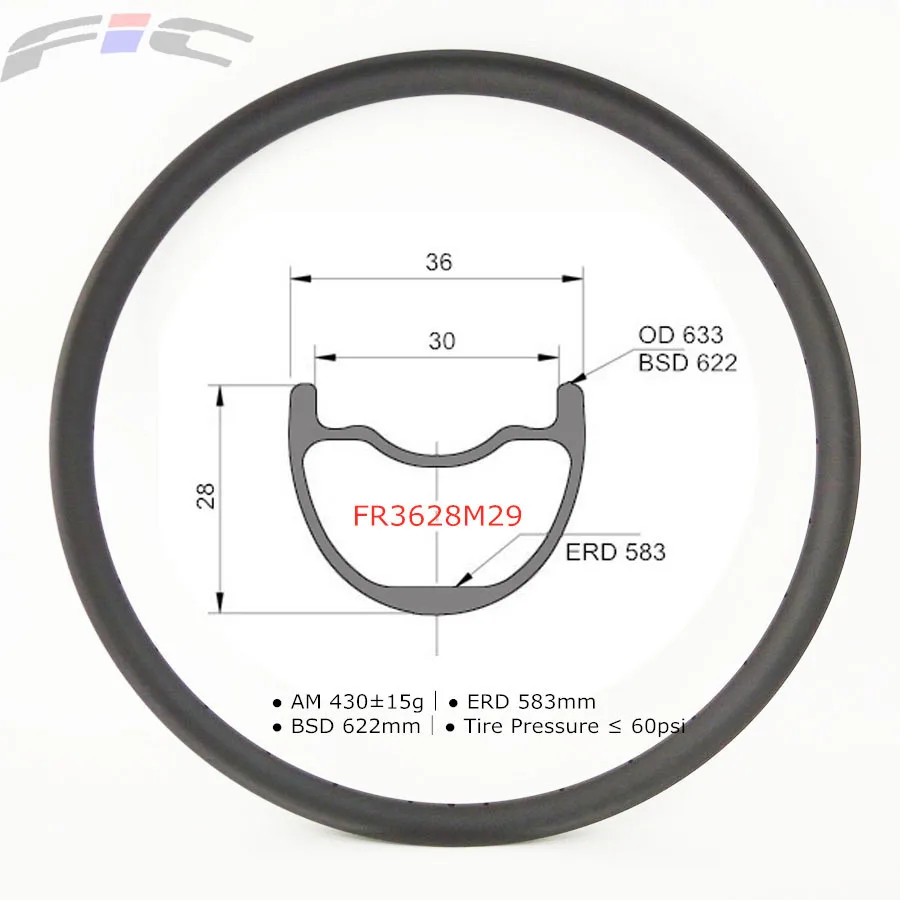 Феск mtb Колесная 29er 36 мм широкий hookless 28h с powerway M45 концентратор прямой pull M15x100mm M12x142mm AM enduro Углеродные 29 колеса