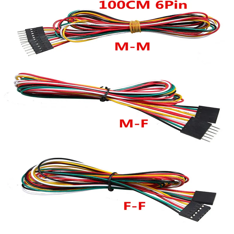 10 шт./Лот 6 контактов 100 см Φ штекер-гнездо 2 54 мм DuPont Line AWG24 джампер провода для 3D