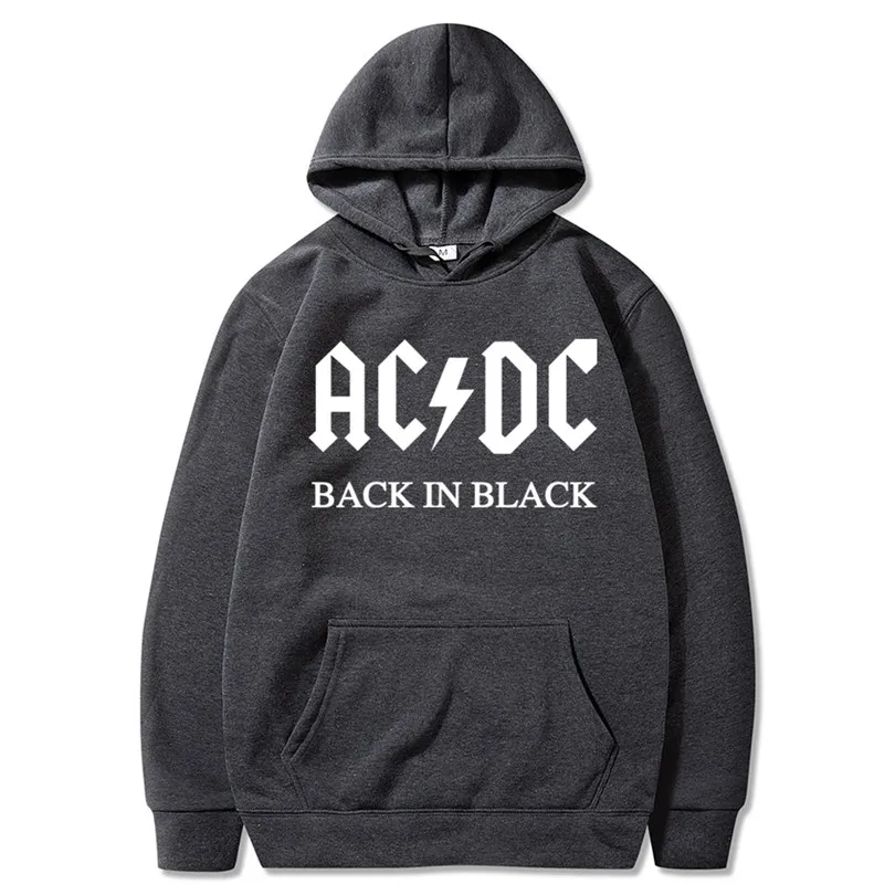 AC DC Hoodie Men Hip Hop Rock Band ACDC Back In Black Sweatshirts Male Female Casual Streetwear Jackets Hoody Spring Winter Tops | Мужская