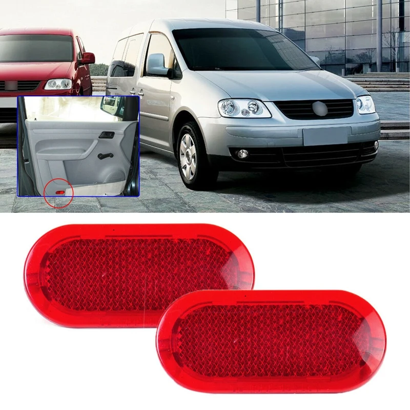 

2Pcs Red Interior Door Panel Warning Light Cap Reflector for Polo Beetle Caddy Touran 6Q0947419