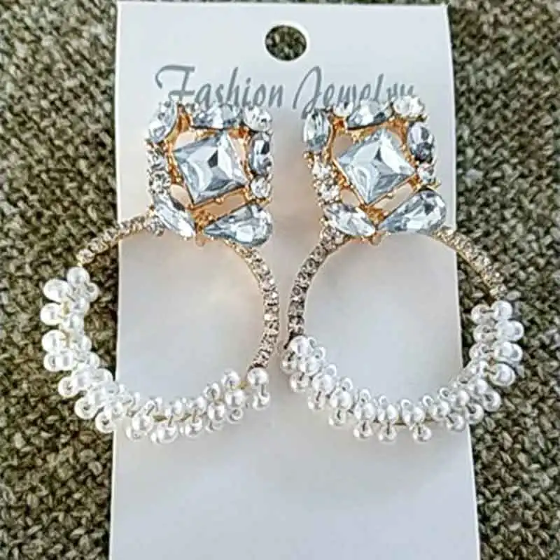 Лучшая Леди ZA Кристалл геометрические Висячие серьги для женщин Свадьба имитация жемчуга рождественские подарочные серьги для девочек Аксессуары - Окраска металла: 2