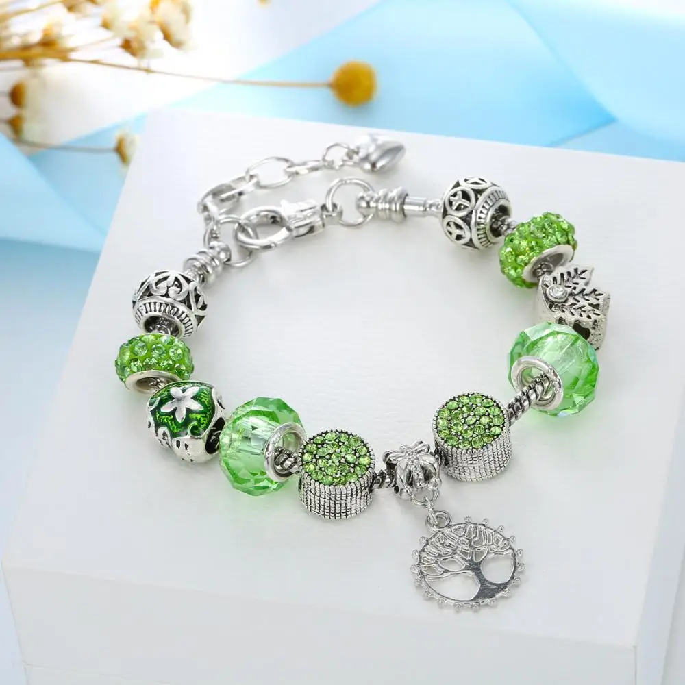 

Peace Standard Crystal Glaze Alloy Big Bead Bracelet Pandola Style New Bracelet