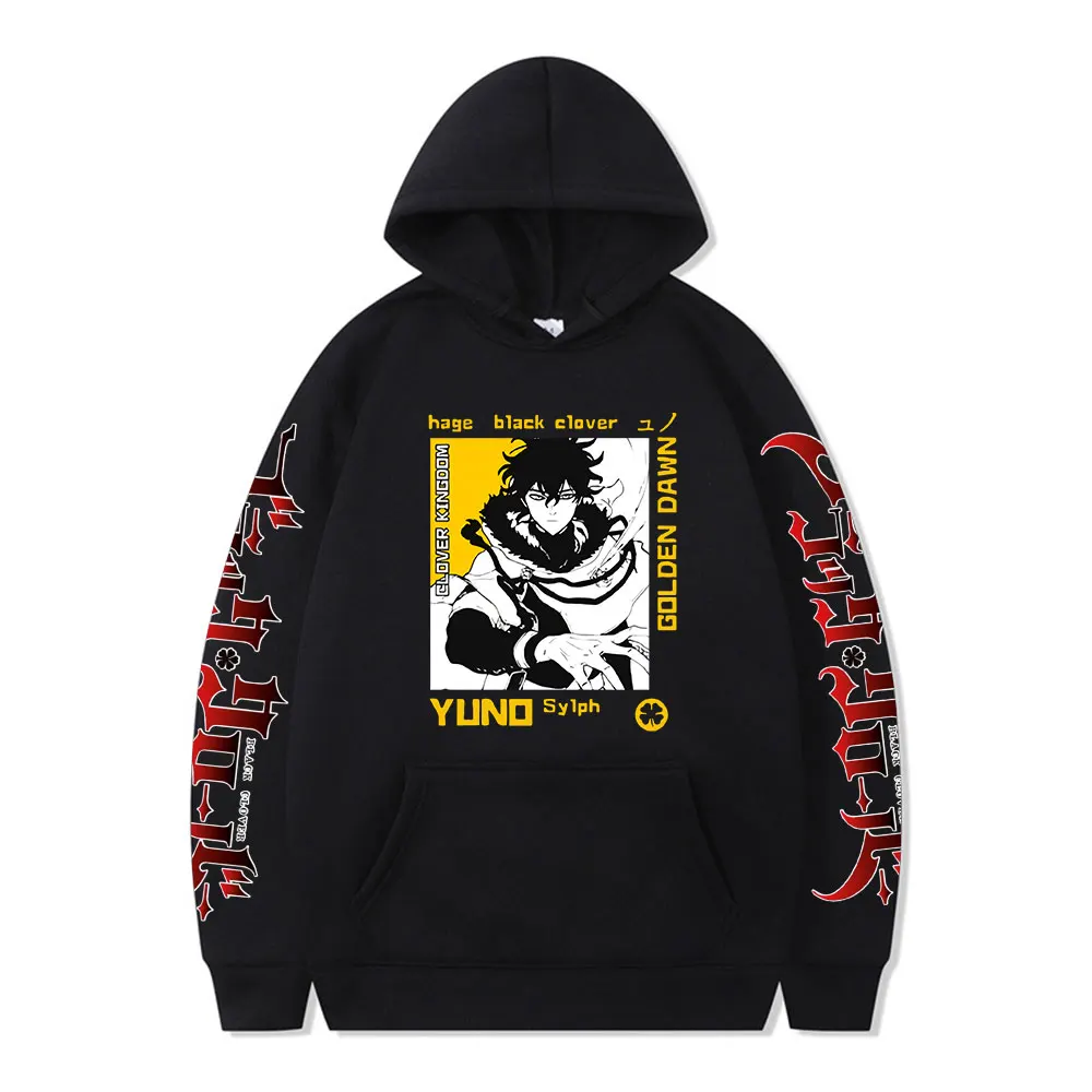 

Yuno Grinbellor Anime Black Clover Hoodie Funny Manga Pullovers Tops Loose Long Sleeves Autumn Winter Fleece Tracksuit