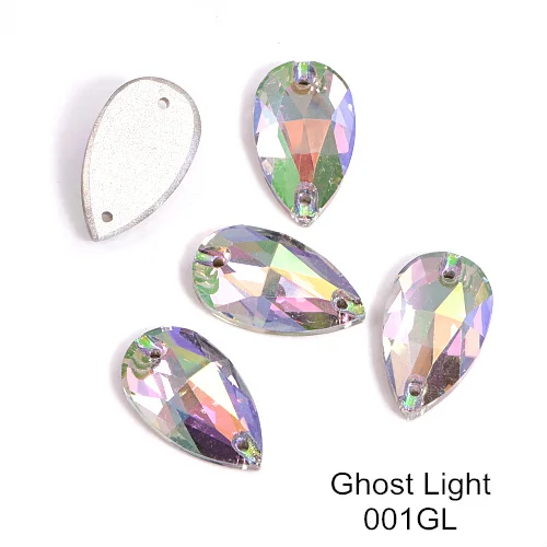 Ghost Light 24 шт./лот AAAAA качество каплевидные стеклянные стразы блеск пришить стразы Красочные стразы для шитья свадебное платье B3408 - Color: Ghost Light
