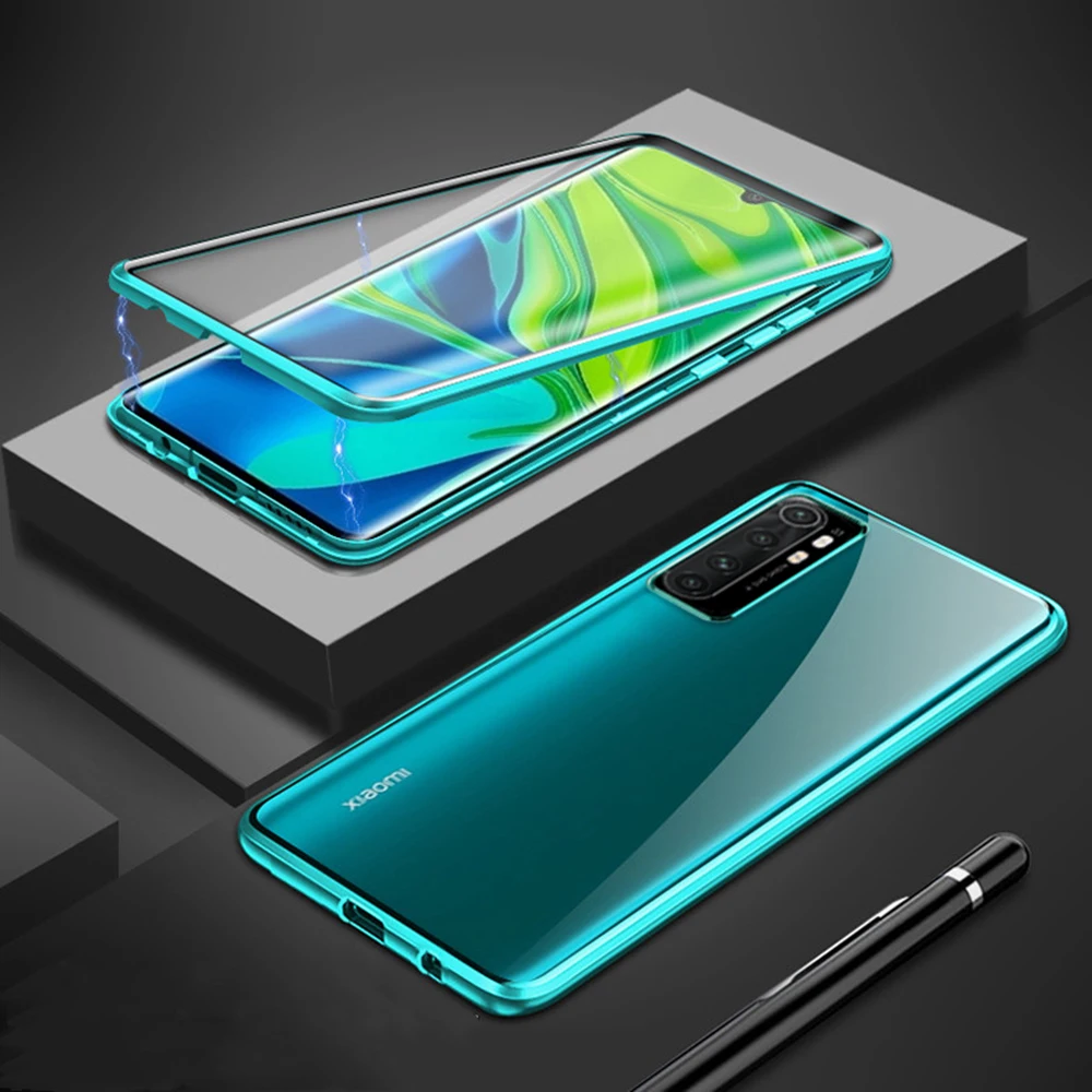 360 Полное покрытие Магнитный металлический чехол для Xiaomi Mi Note 10 Lite двухстороннее