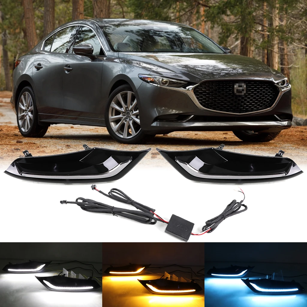 3 цвета СВЕТОДИОДНЫЙ DRL Дневной светильник для Mazda Axela 2019 + дневные ходовые огни