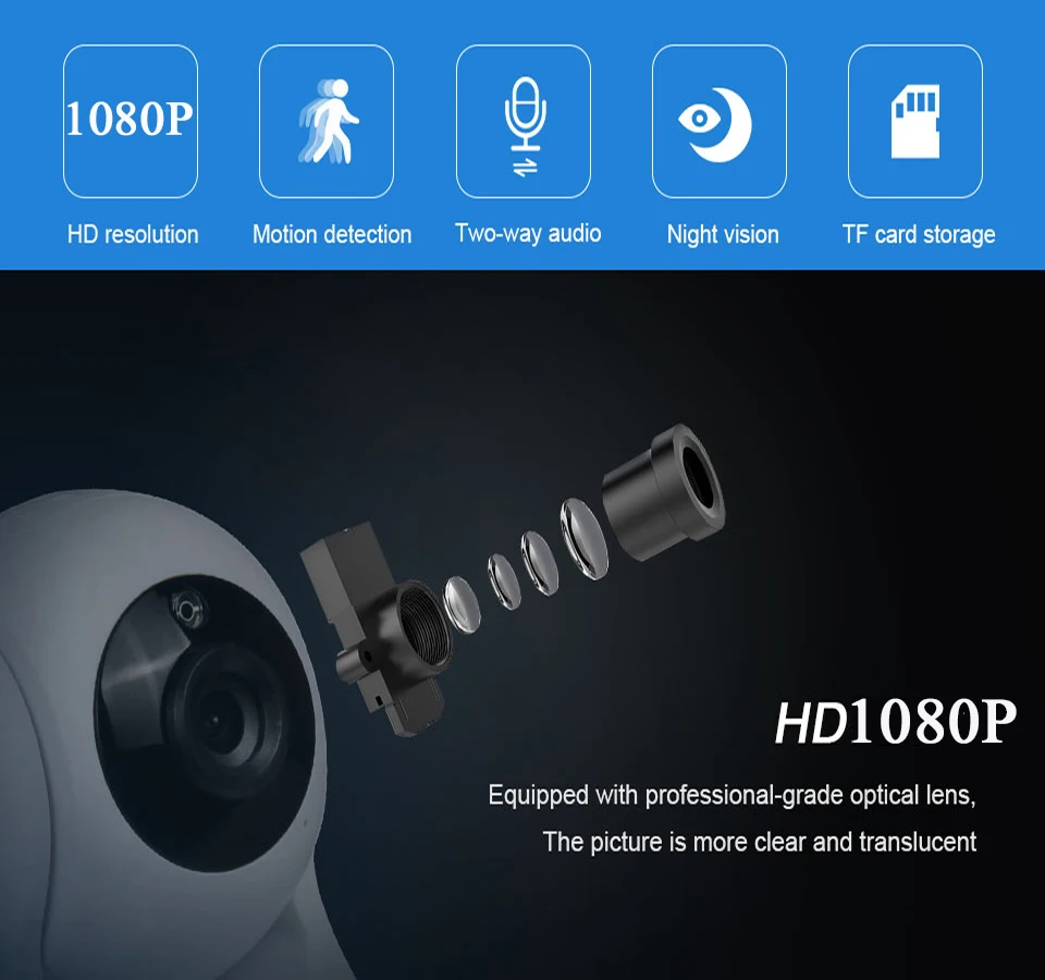 IP-камера видеонаблюдения HD 1080P 2 МП ночное видение | Безопасность и защита