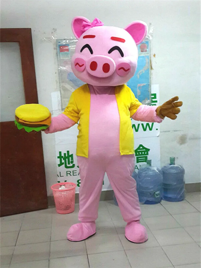 Розовый счастливый свинья талисман костюмы с мультяшными рисунками животных