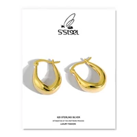 ssteel korean earrings 925 sterling silver hoop earring for women u shaped designer gold earings plata de ley 925 jewellery