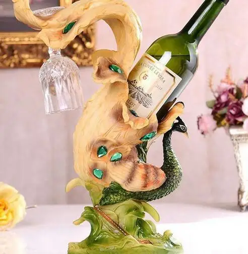 

Peacock wine rack furnishing living room wine cabinet home decoration creative wedding gift housewarming gift crafts
