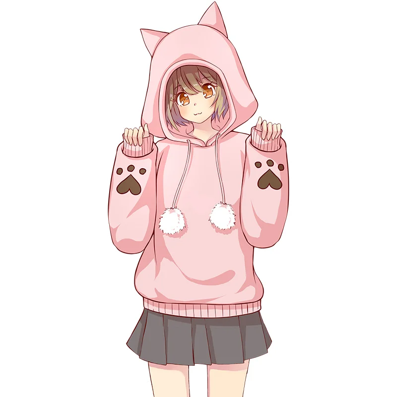 

Winter Fashion Leisure Cat Ears Sweater For Halloween party Anime! Cat's Paw Hoodie Cosplay Costume Aumtum