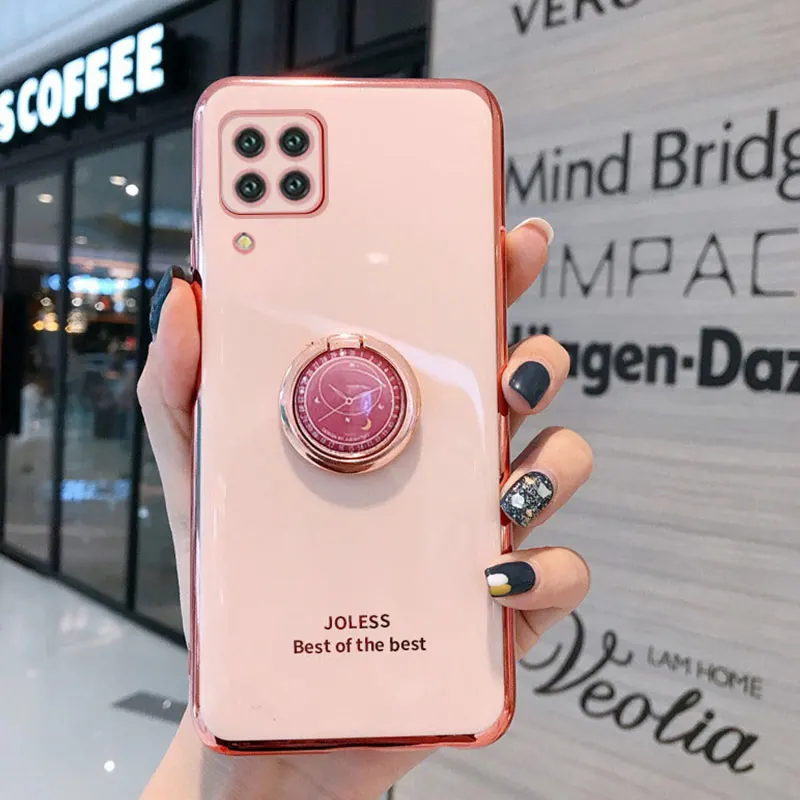 Luxury Silicone Case For Huawei P40 Lite phone Case For p40 lite Cover Shockproof Stand Holder Case Huawei p40 Lite E Pro Y7p