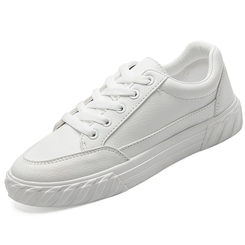

2021Girls solid beige and white sneakers women spring comfy leather shoes unisex platform tennis 2021 fashion