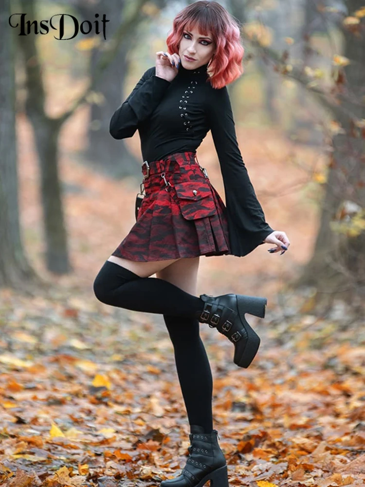 

Юбка женская плиссированная с поясом, высокой талией и принтом цепей