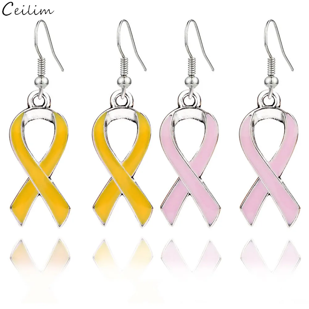 Женские серьги-подвески с эмалью серьги-гвоздики розовой лентой