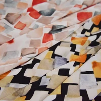 half meter high grade irregular geometric plaid chiffon fabric for dress shirt cheongsam sewing tissue soft smooth t1603