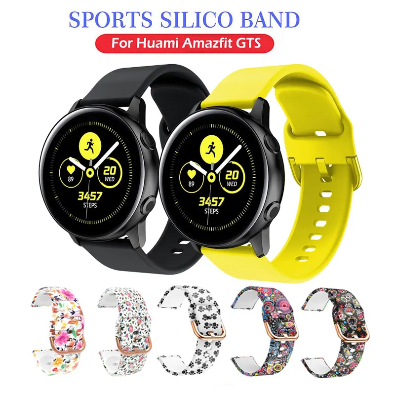 Силиконовый ремешок Amazfit GTS для samsung Galaxy Active Galaxy 42 мм, ремешок для samsung Galaxy Watch Active 20 мм, спортивный ремешок