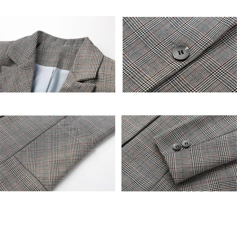 

Chic Plaid Single-breasted Female Blazer Long Sleeve Office Ladies Blazer Coat Slim Streetwear Women Blazer Jackets 2020 Autumn