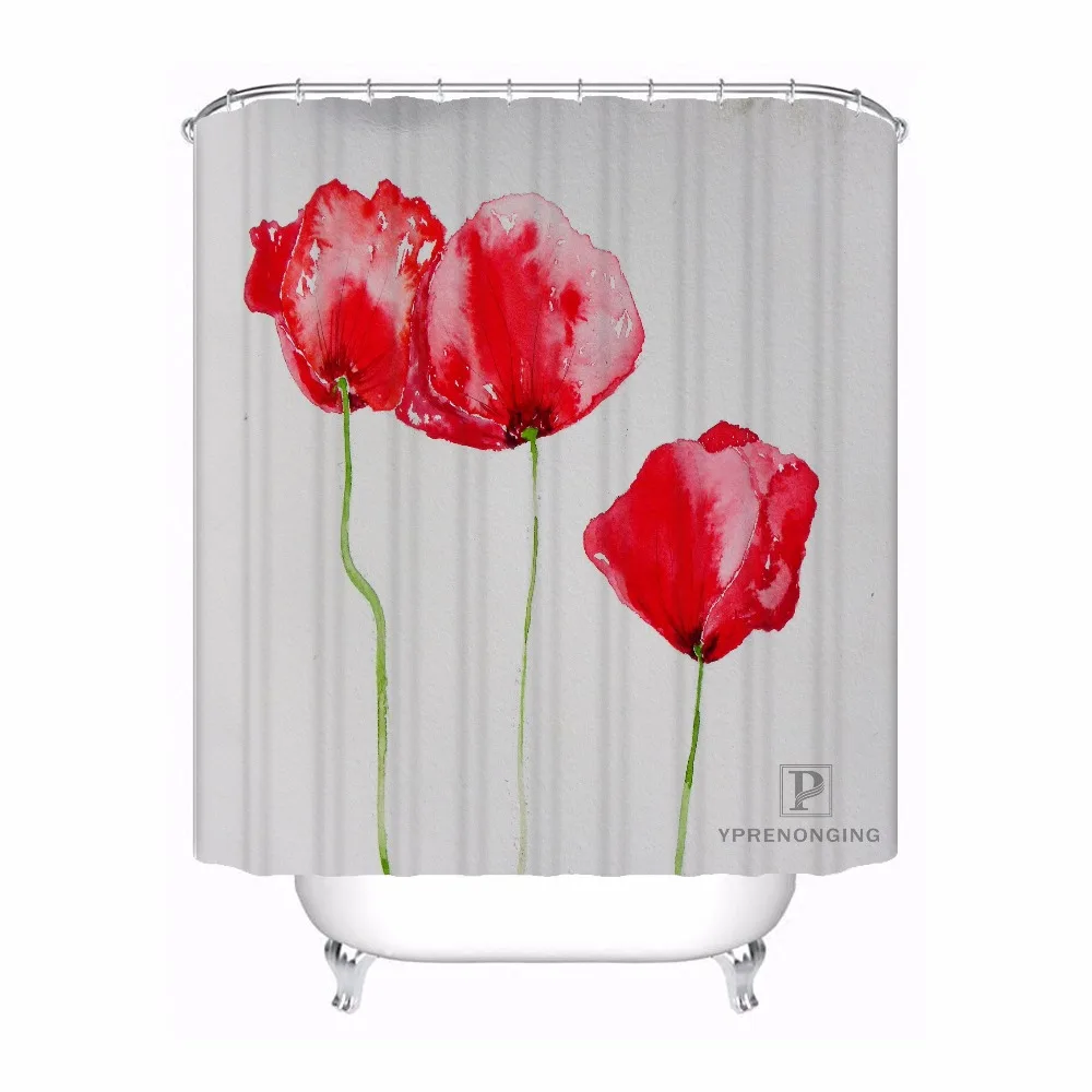 Шторка для ванной на заказ бутоны поля Красные маки цветочный Декор дома