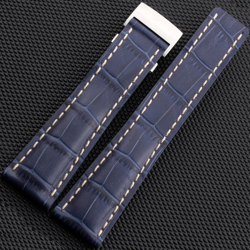 Новый 22mm24mm для Breitling ручной ремешок из воловьей кожи с бамбуковым + раза застежка