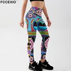 Женские леггинсы с цветочным принтом, в этническом стиле