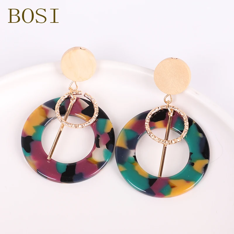 13 Серьги для женщин, акриловые, Boho, ацетат, висячие серьги, модные, большие, богемные, аксессуары, геометрические, Роскошные, трендовые, для лица - Окраска металла: 13