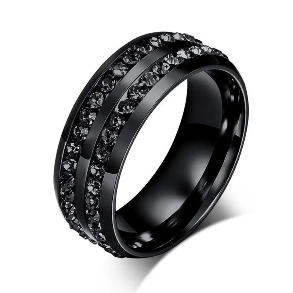 

Double crystal Rings Fashion Ring Black color Filled Alloy Rings For Women Female Men Fine Jewelry