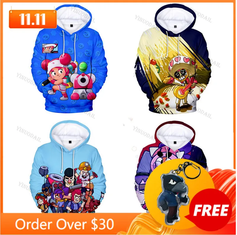 

Crow Shooter Kids Hoodie Leon Shooting Game Spike 3D Print Sweatshirt Tops Boys Girls Brawings Cartoon Star, Tops Teen Clothes