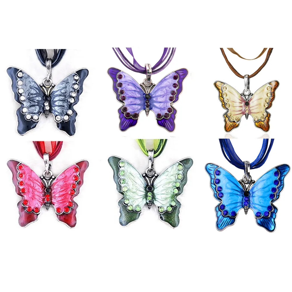 2020 ожерелье с подвеской в виде бабочки кристаллами для женщин женские ювелирные