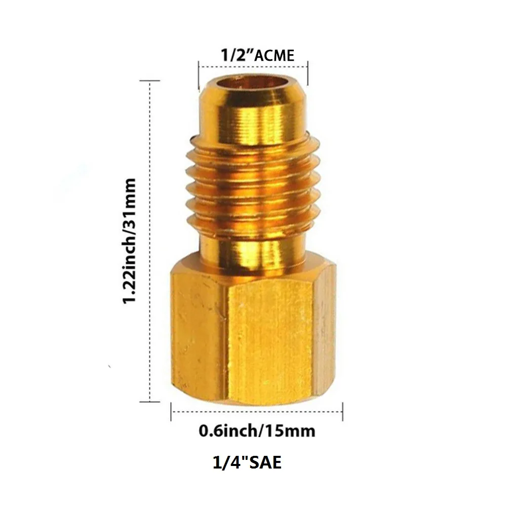Car Conditioner Adapter Brass R134A R12 Quick Coupling 1/2&quot ACME Male 1/4&quot SAE Gold Color 1PCS | Обустройство дома
