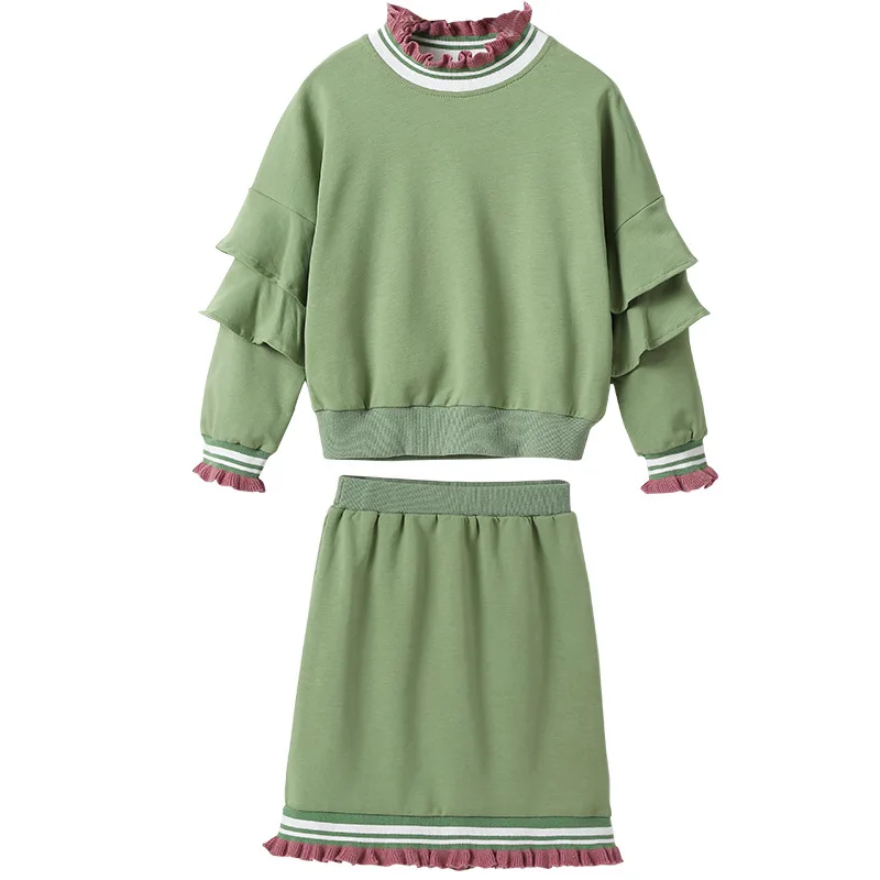 

Elegant 2pcs Clothes Suit Spring Summer Children Clothes Baby Girls Sweatshirts + Dress Kids Teenagers Outwear High Quality