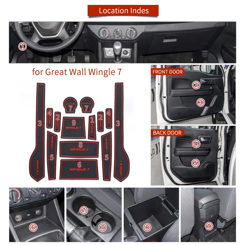 Car Gate Slot Mat For Great Wall Wingle 5 7 Door Groove anti-slip Cup pad Cover Interior Accessories |