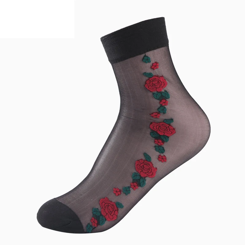 5 pairs/lot New style Quality Spring autumn embroidered socks women short Ultra-thin breathable socks